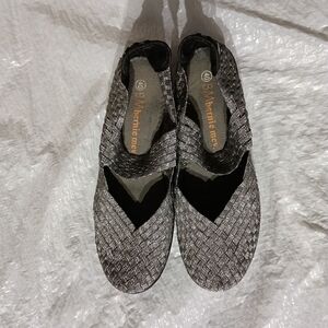 bernie mev. Woven Mary Jane Flats in Silver